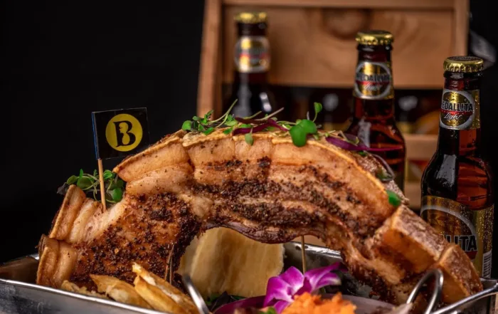 Full Bone in Pork Chop with 3 Bottles of Beer