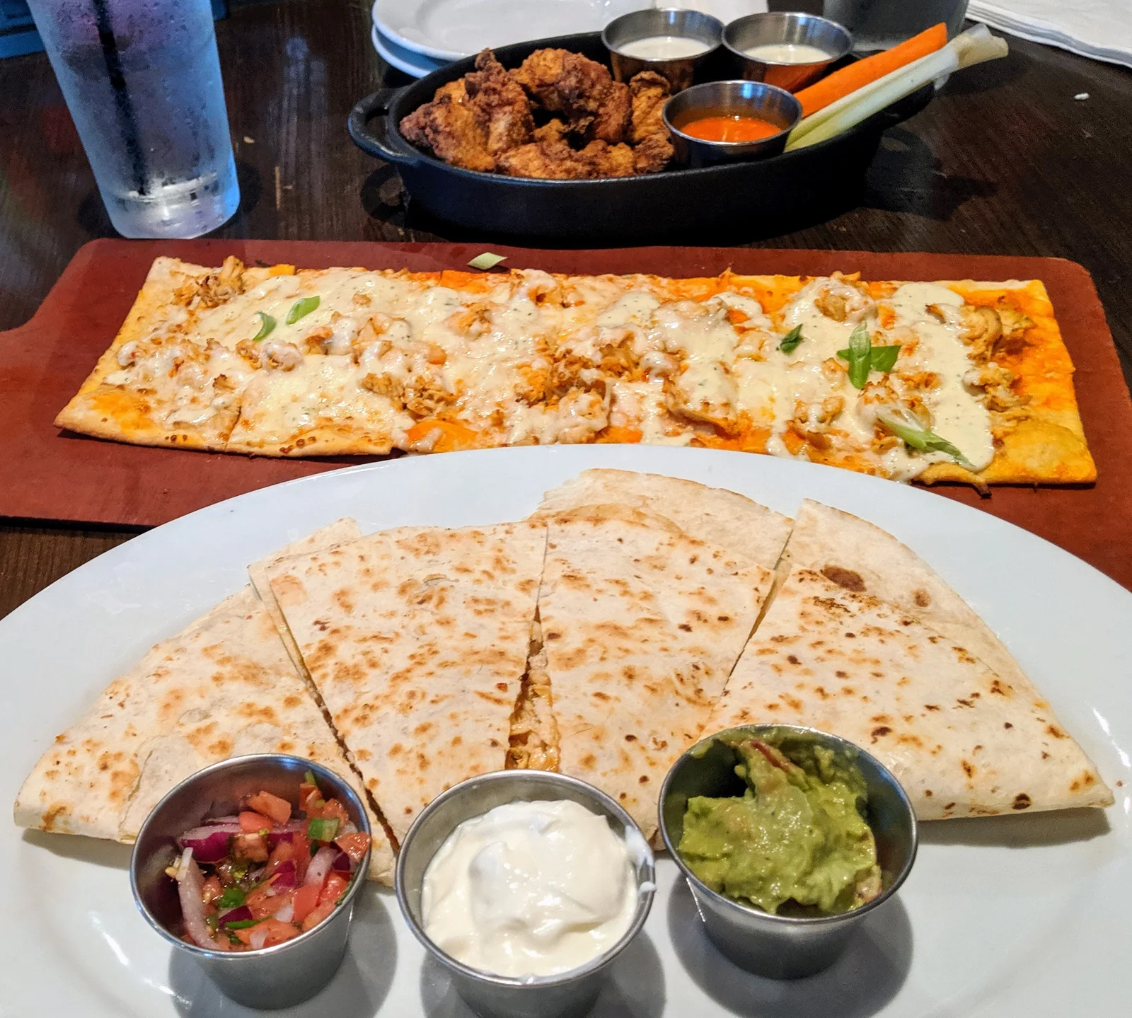 A flatbread and a quesadella
