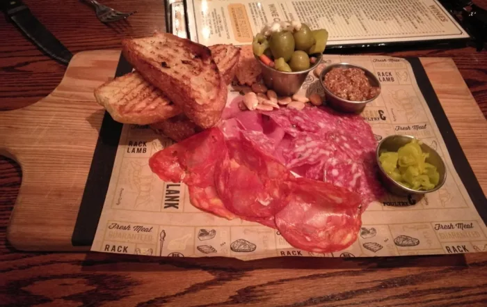 Sliced coldcuts and toasted bread