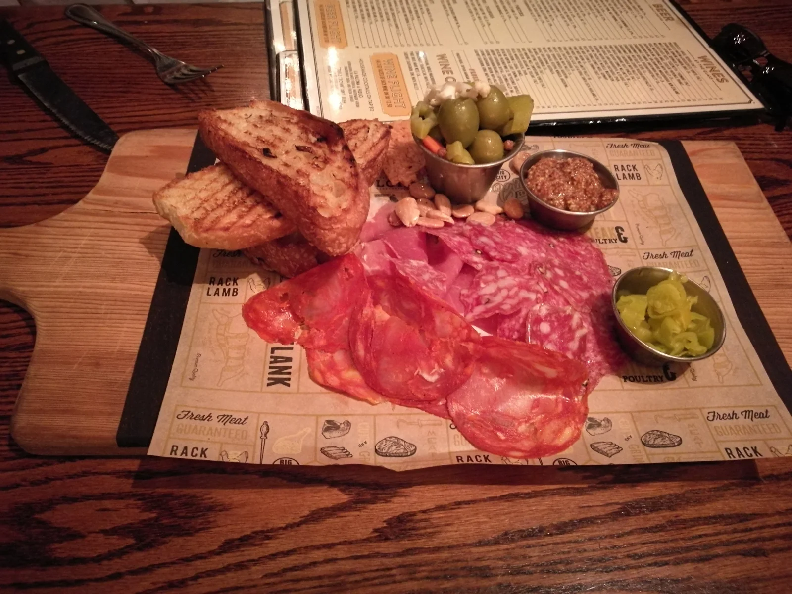 Sliced coldcuts and toasted bread