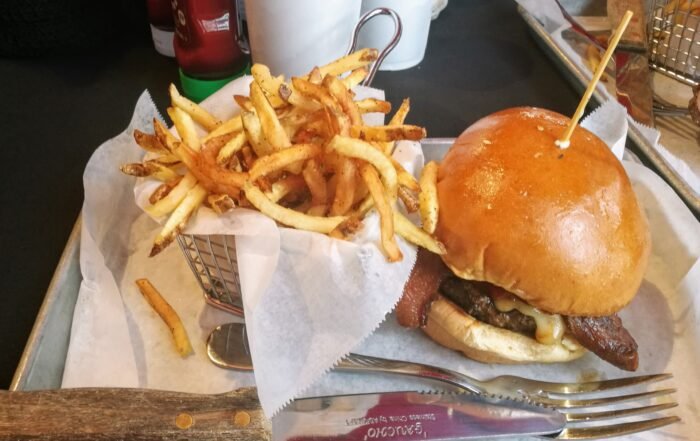 Bacon Cheese Burger and Fries from Brgr Stop