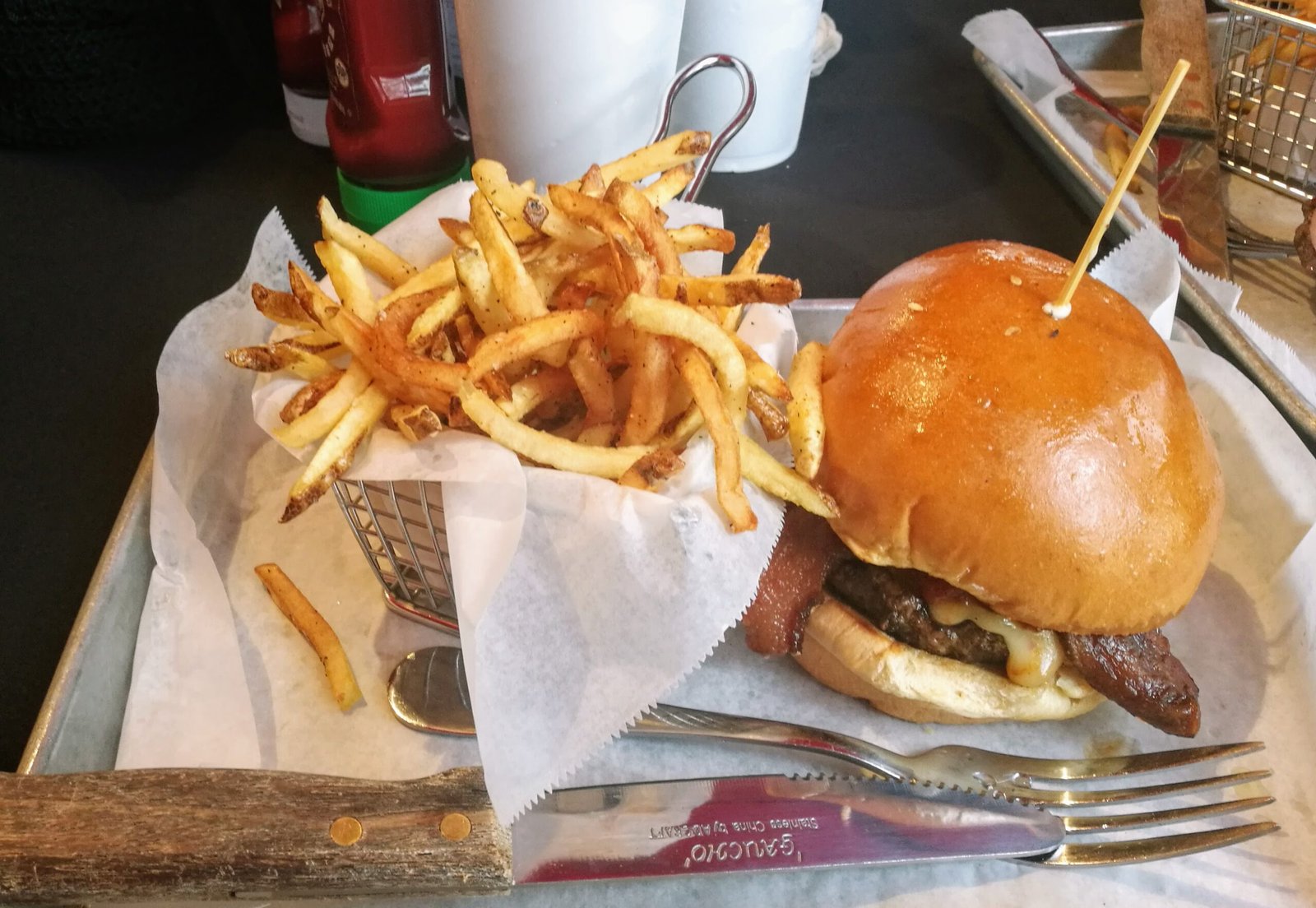 Bacon Cheese Burger and Fries from Brgr Stop