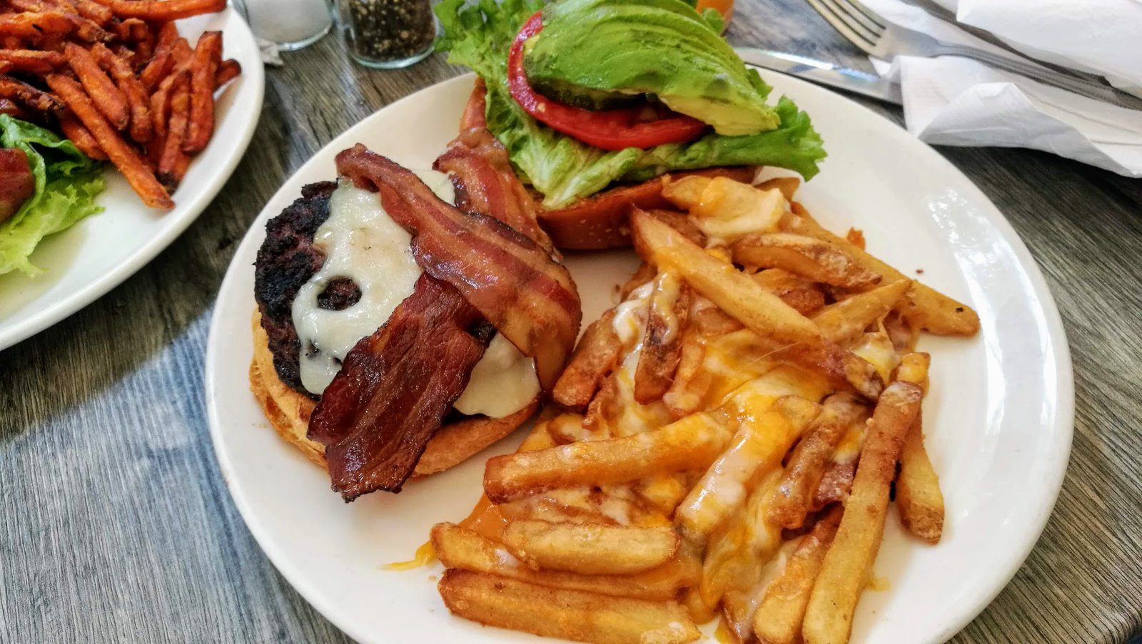 A Bacon Cheese Burger and Fries