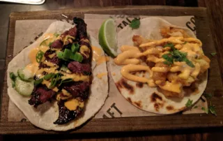 Shrimp and the Korean Short Rib Tacos