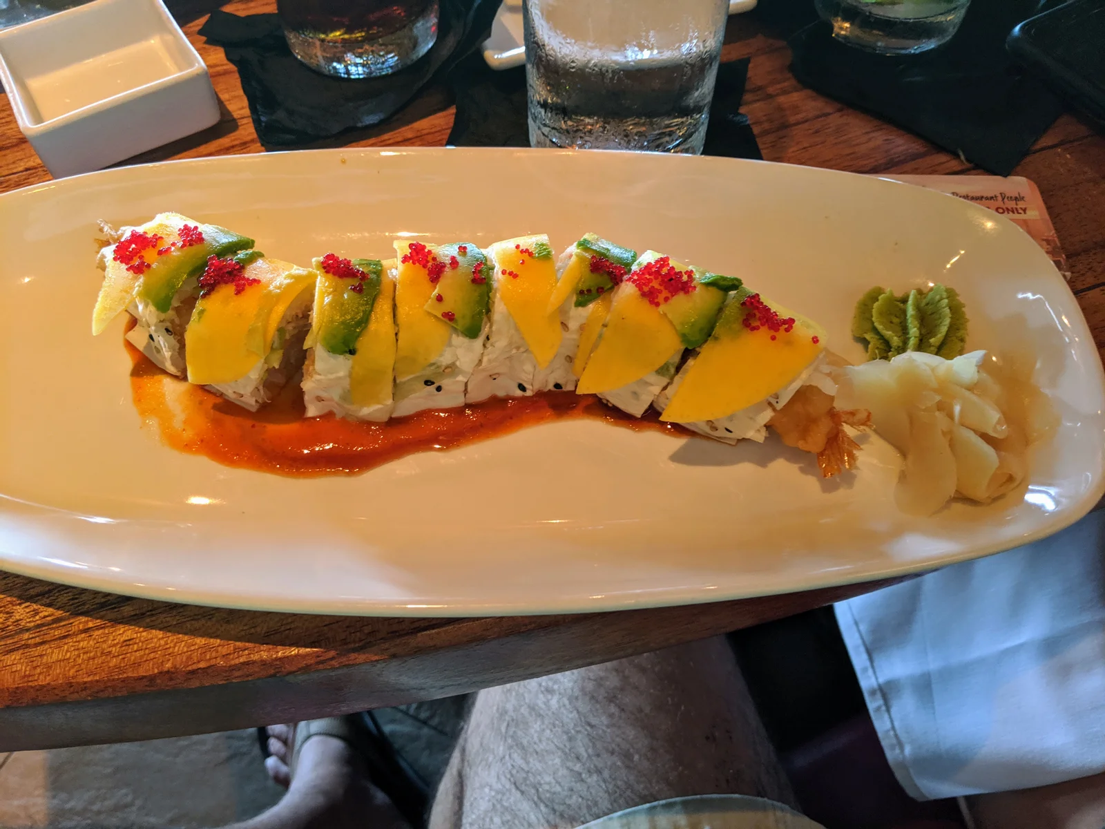 Sushi topped with avacado