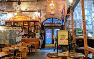The dining room and bar area of the restaurant