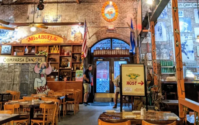 The dining room and bar area of the restaurant