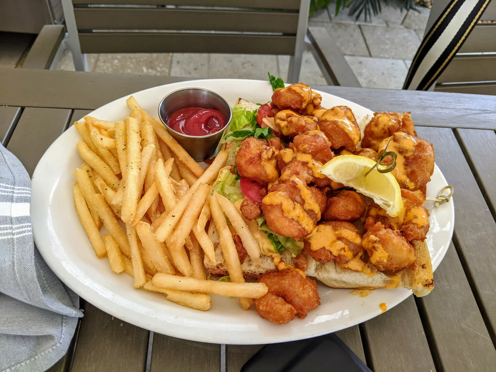 Fried shrimp topped with a spicy bang bang sauce