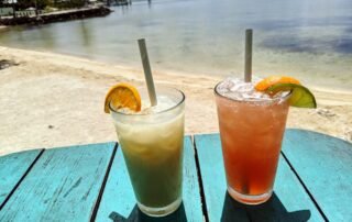 2 drinks on a table