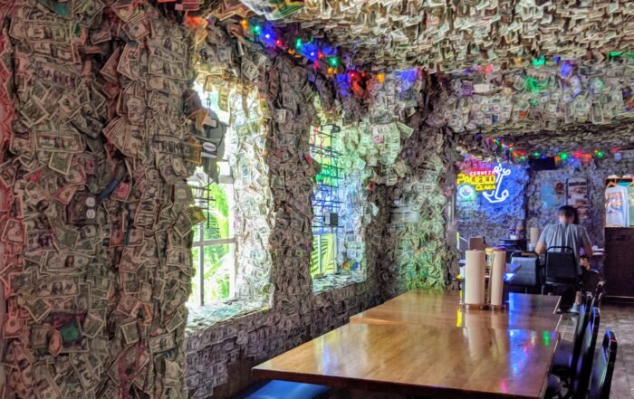 Walls coated in money