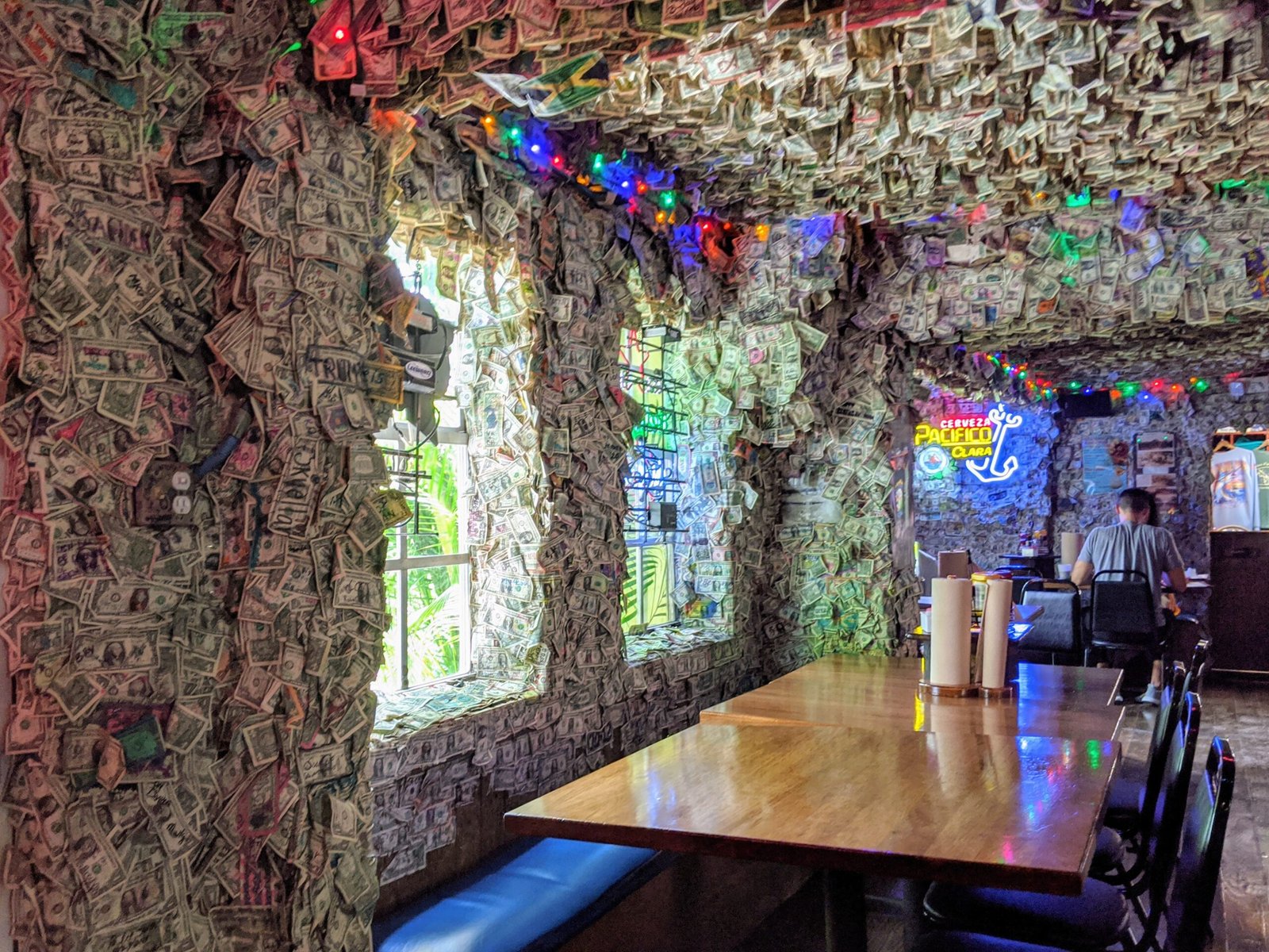 Walls coated in money
