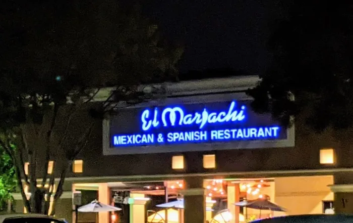 Blue El Mariachi sign on building