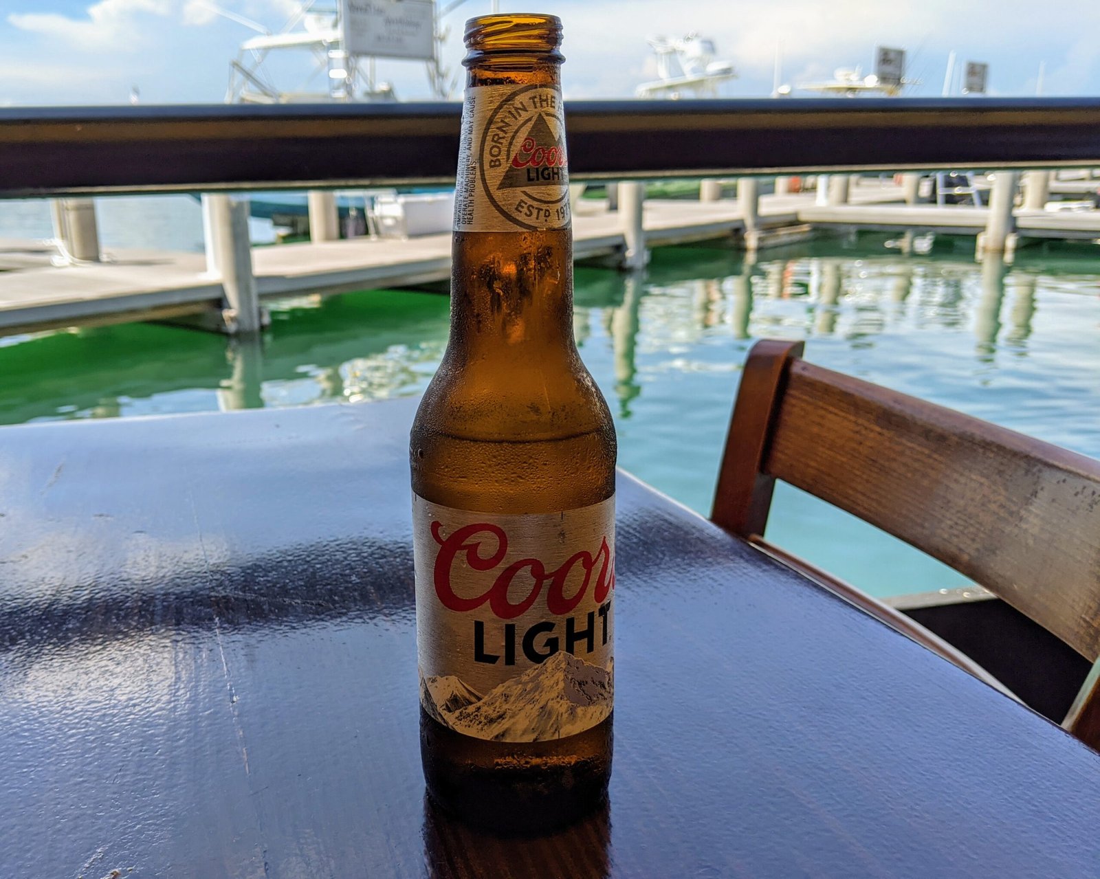 Cold Beer overlooking Marina