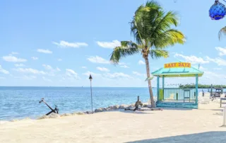 A covered area near the water behind Lazy Days Restaurant