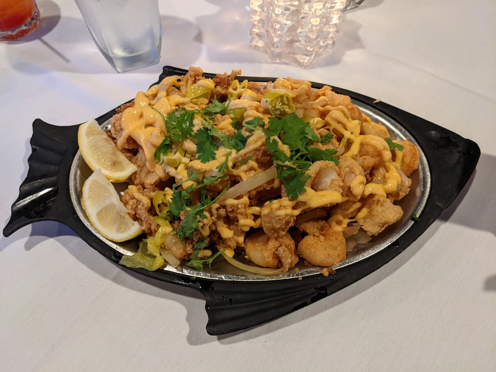 Fried Calamari, Shrimp and Vegetables