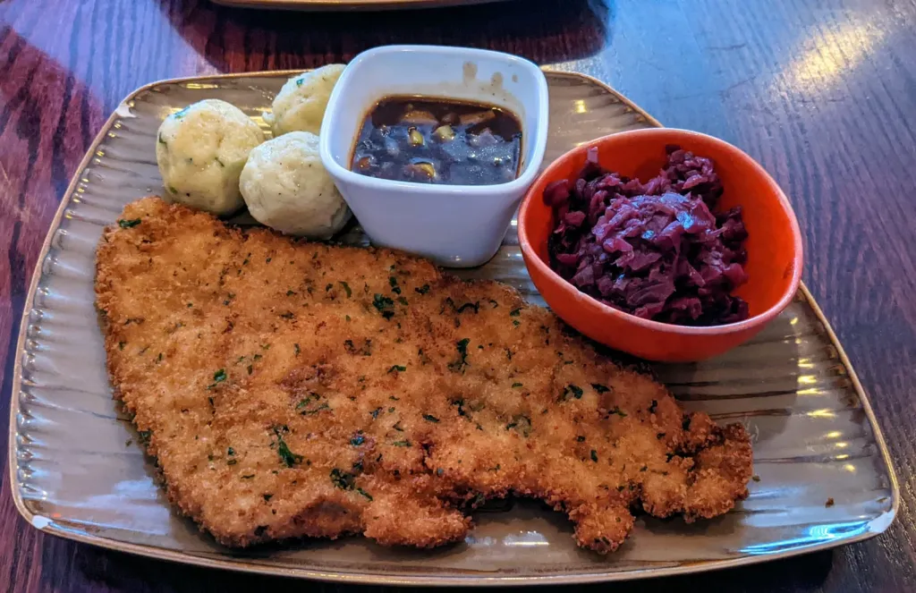 Pork Schnitzel Purple Saurkraut
