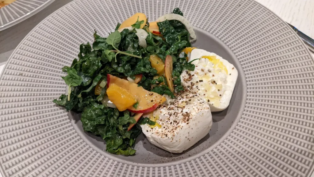 Chees burrata and a tossed green salad