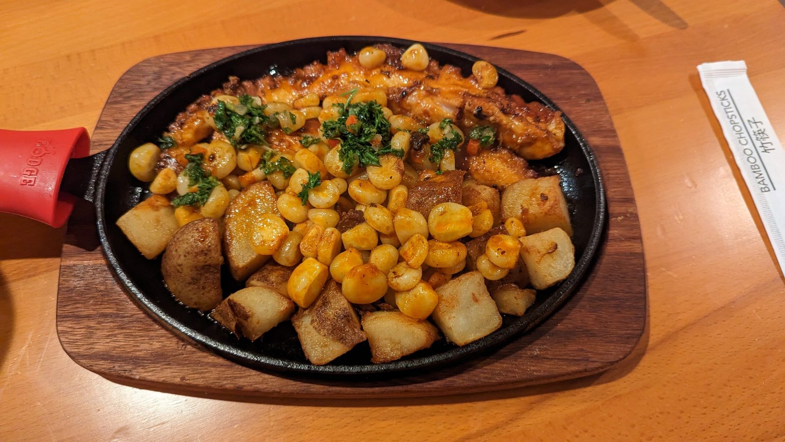 Grilled Octopus with Corn amd Potatos
