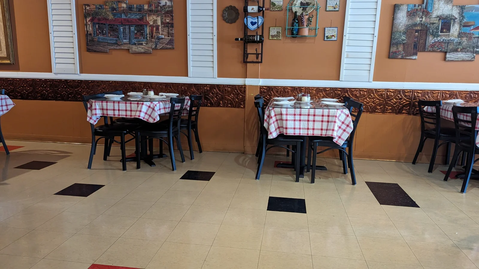 Tables set in the dining room area