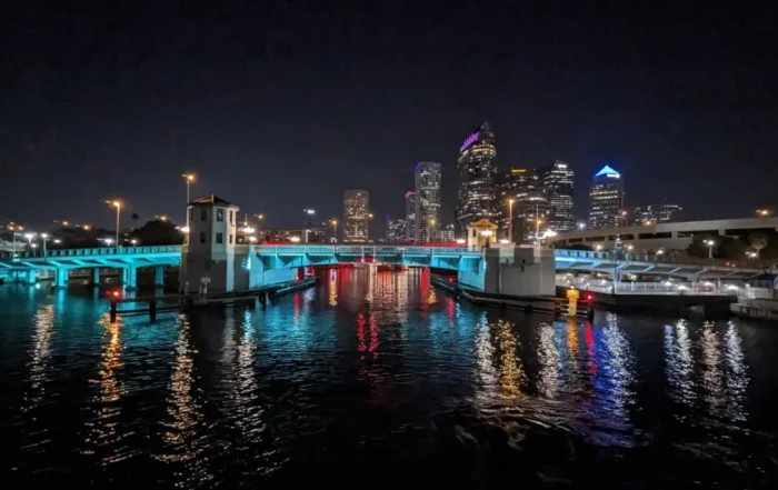 Tampa bridge lit up