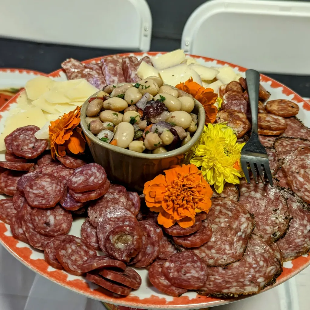 Cold antipasta, assorted cheeses and meats