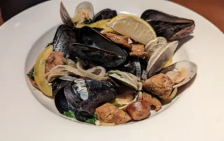 Mixed Clams and Mussels in a white wine sauce