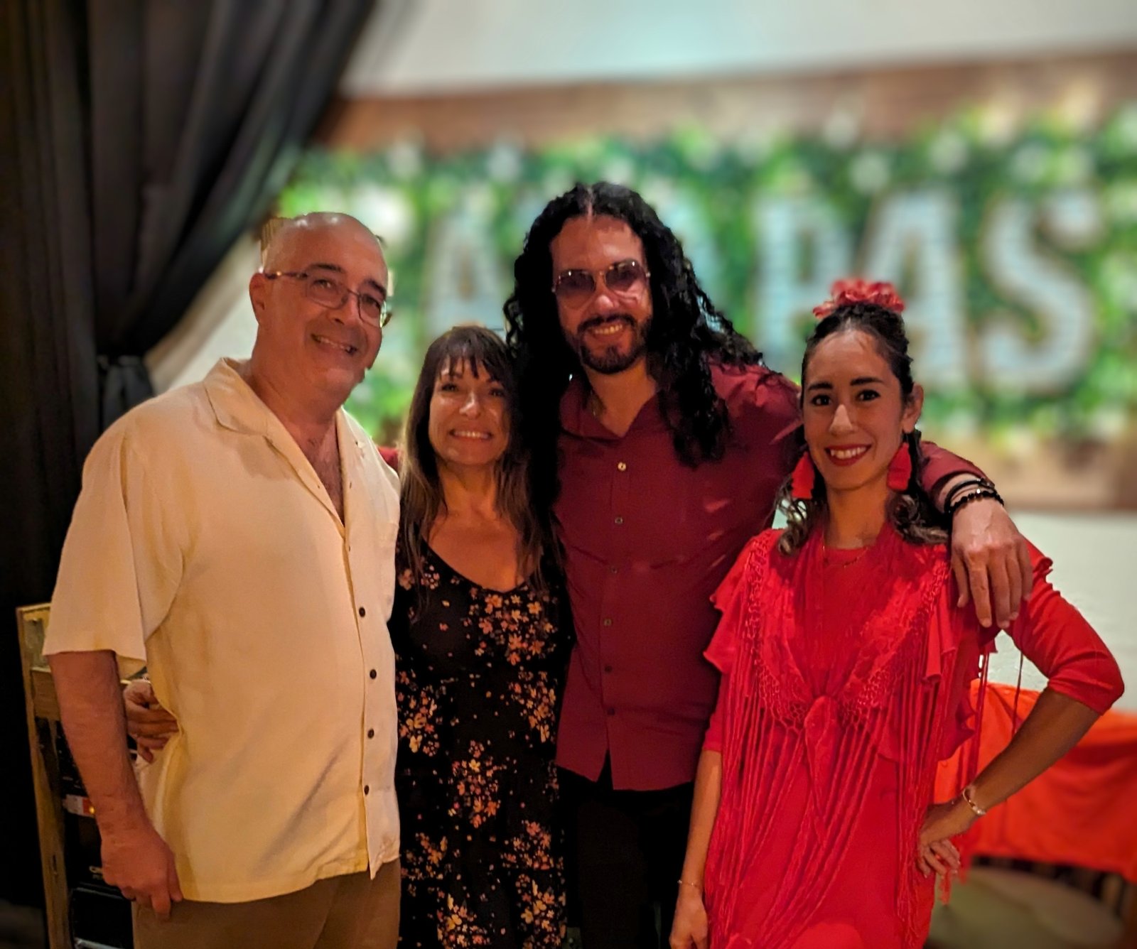 Dan and Doris with dancer and singer at Eatapas