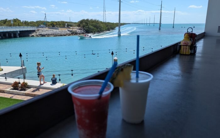 2 drinks overlooking the bay
