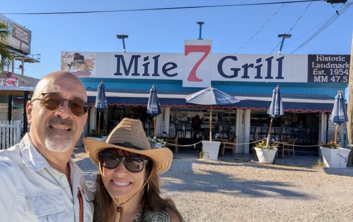 DAn and Doris in front of the restaurant