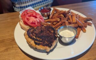 Grilled Salmon and Shrimp Burger