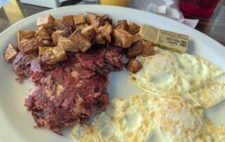 Fried eggs and Fresg orned Beef Hash