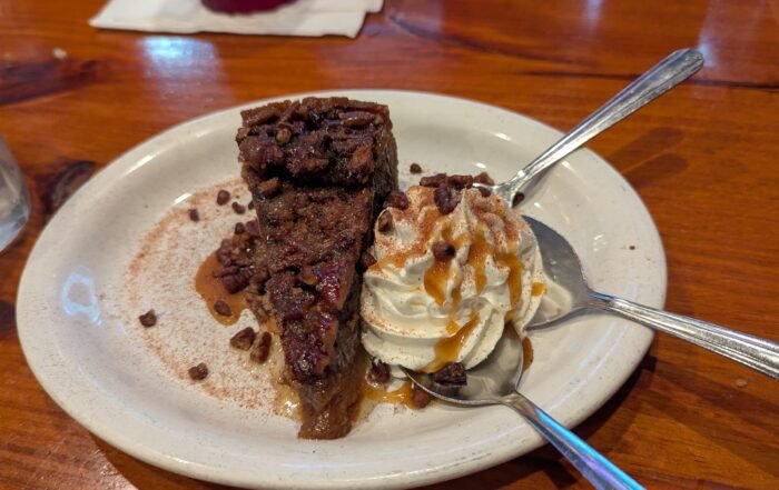 Pecan pie and whipped cream