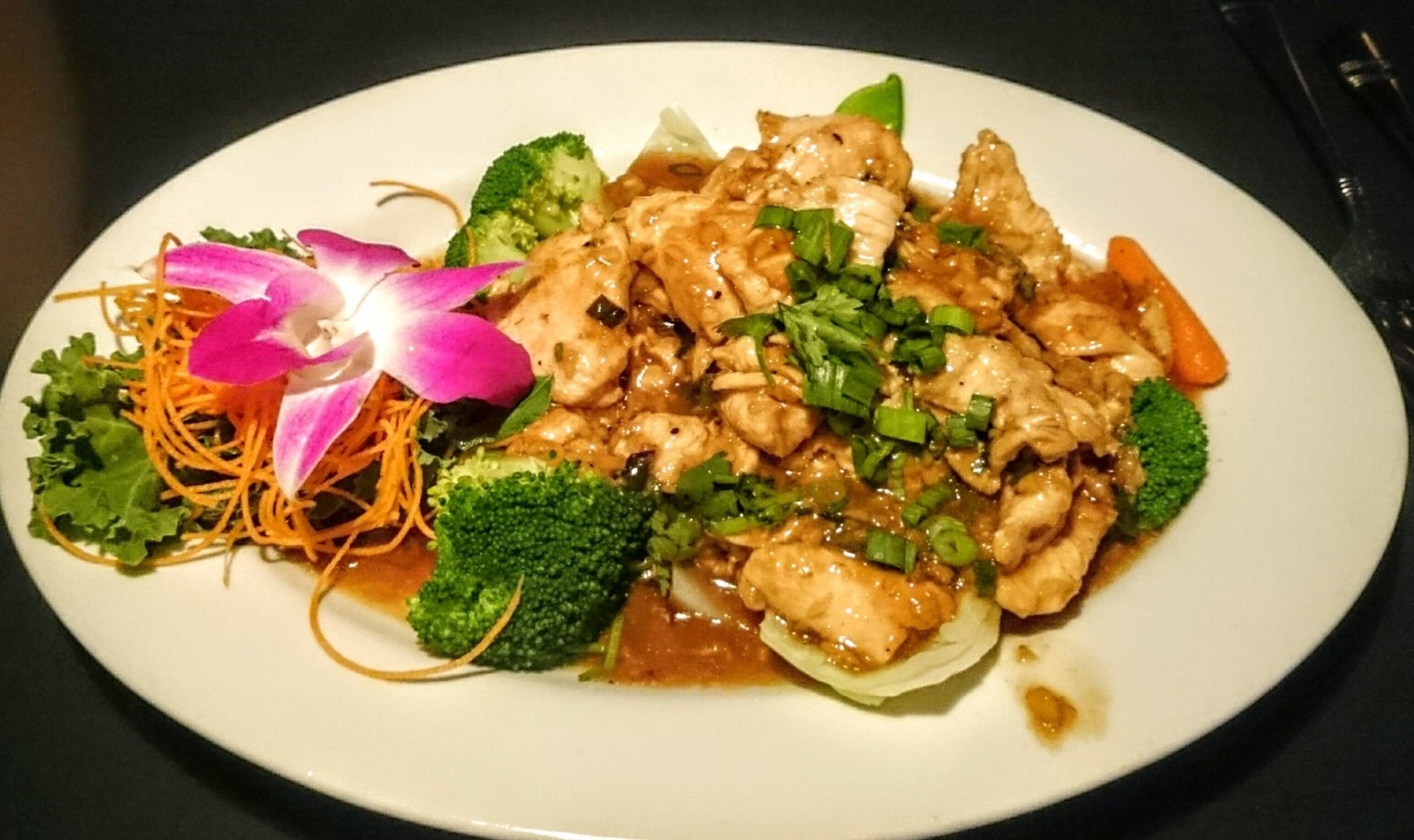 Stir fried chicken in a brown sauce