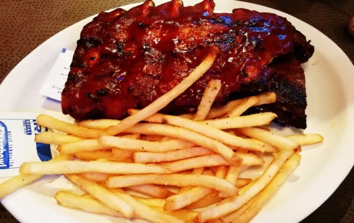 Half rack of BBQ Ribs and Fries