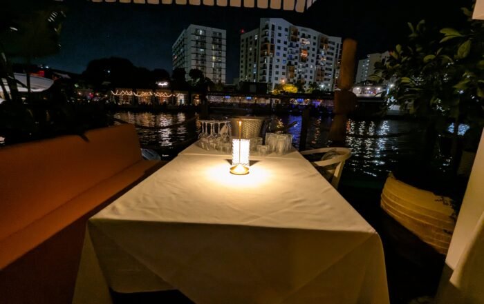 Reserved table on the Miami River