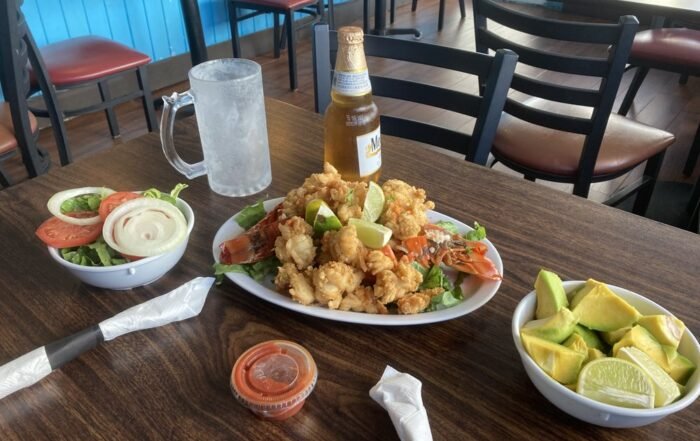 Fried Lobster and a Modelo Beer
