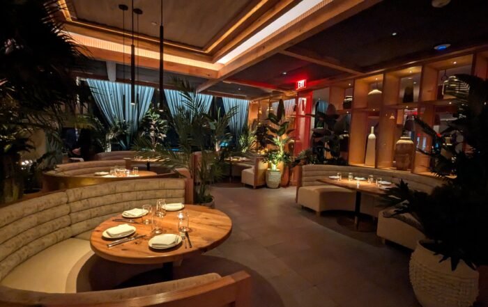 Booth seating in the front area of main dining room