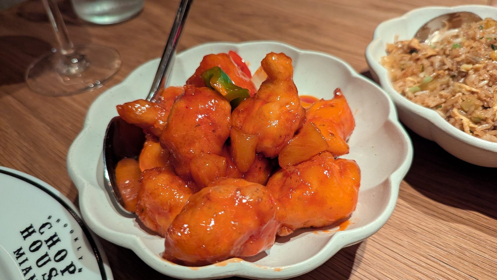 Sweet and sour chicken in a bowl