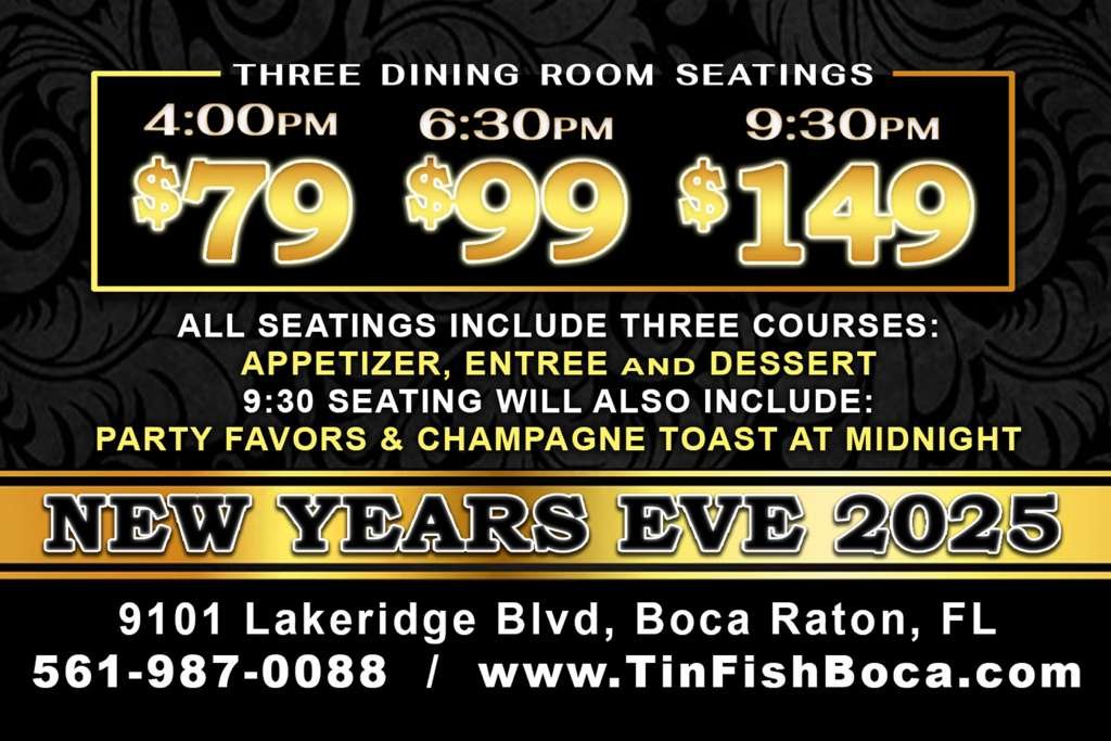 Tin Fish New Years Menu