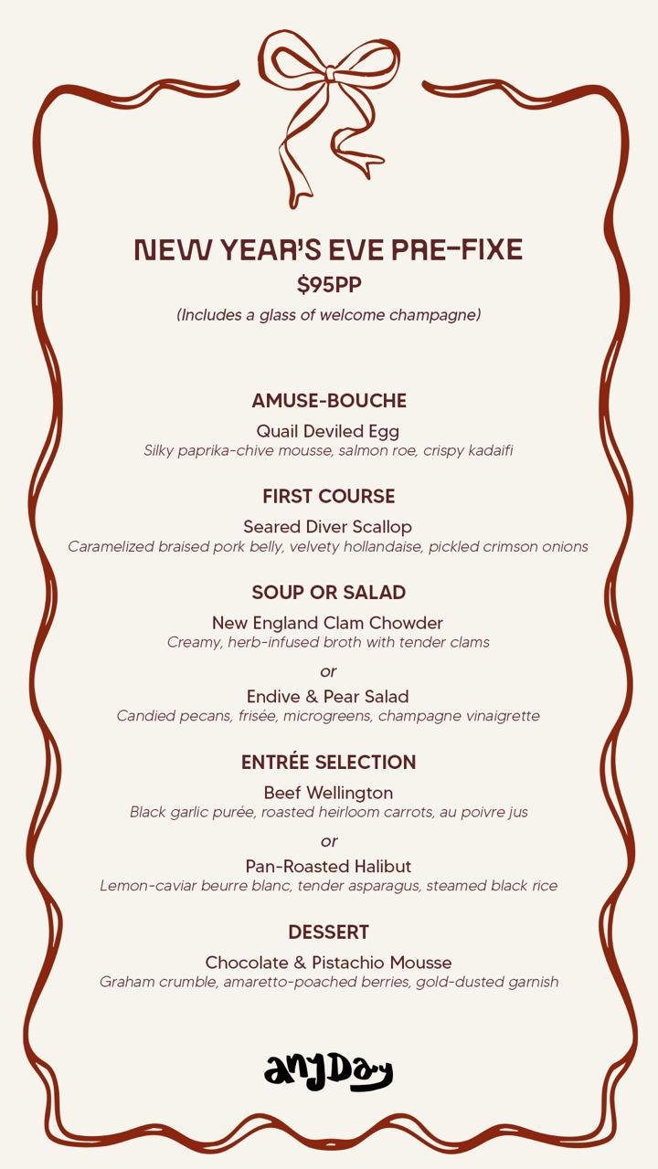 Any Day Boca New Years Eve Menu