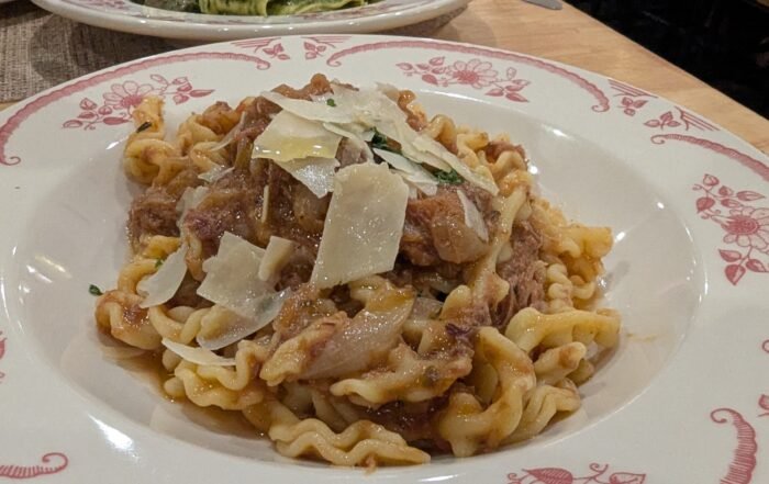 Pasta Topped with a meatsauce