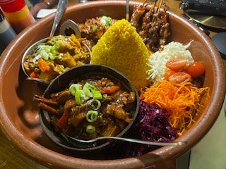Mixed Indonesian food in a serving pot