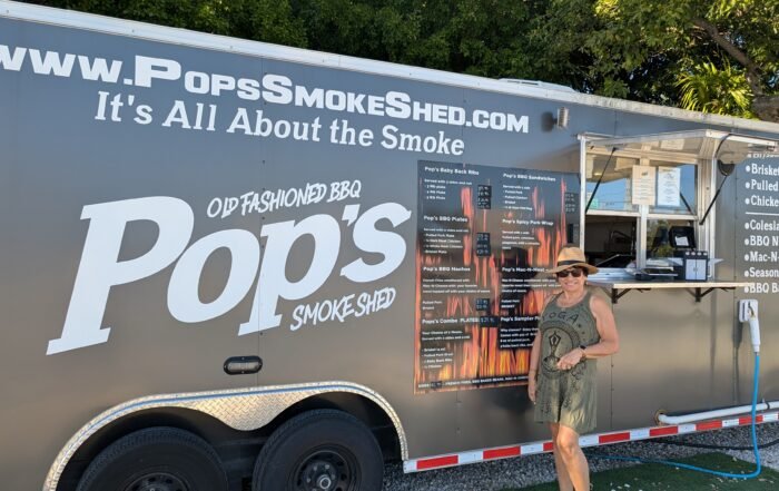 Doris in front of Pop's Truck