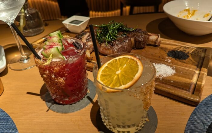 2 drinks and a steak