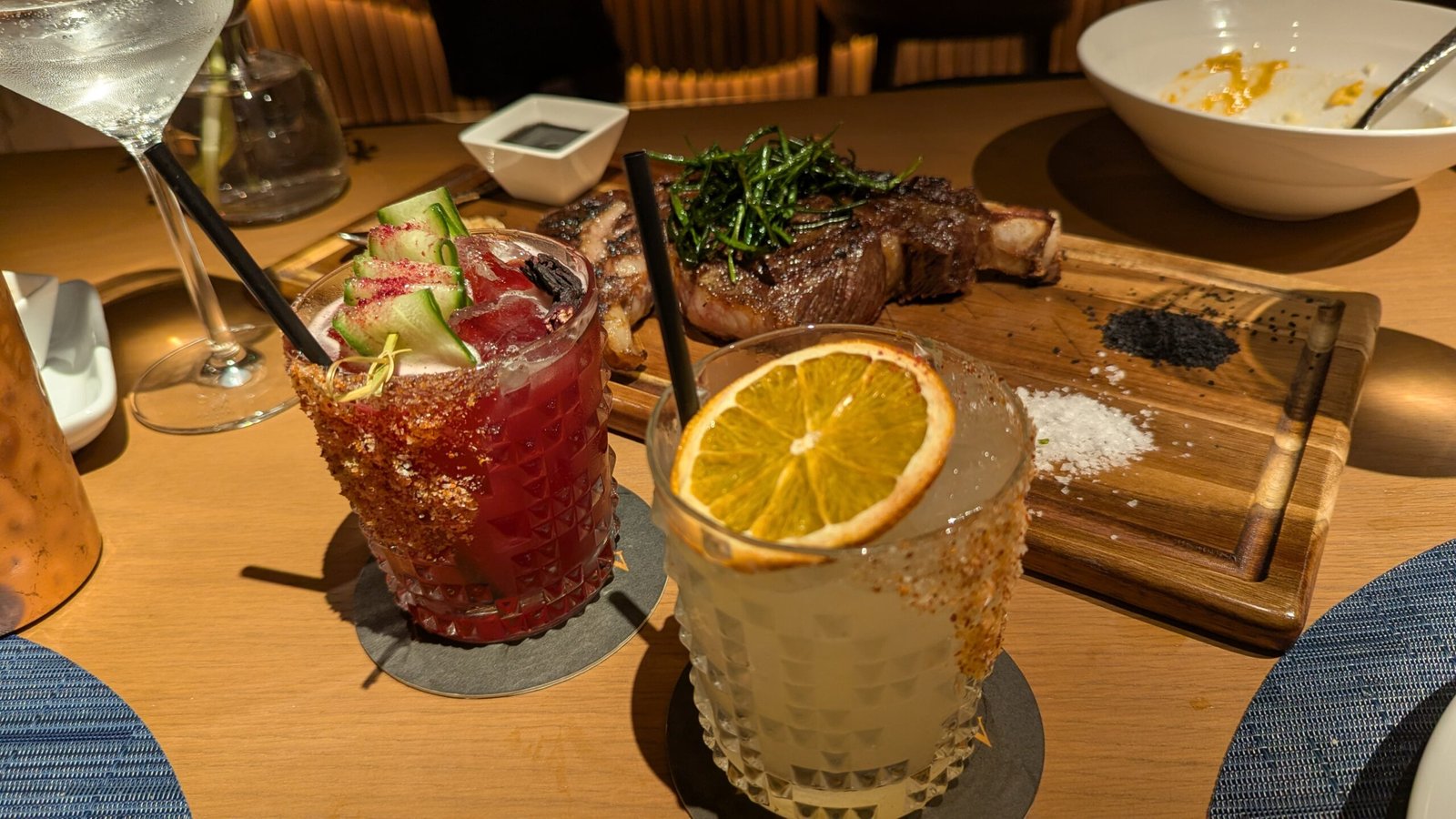 2 drinks and a steak