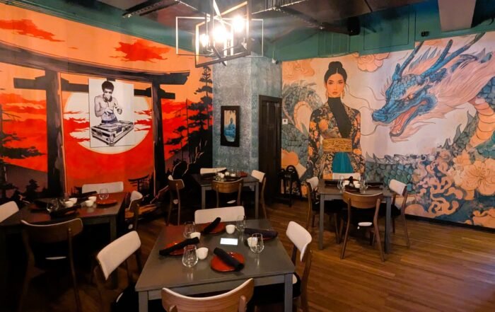 The decor in the restaurant