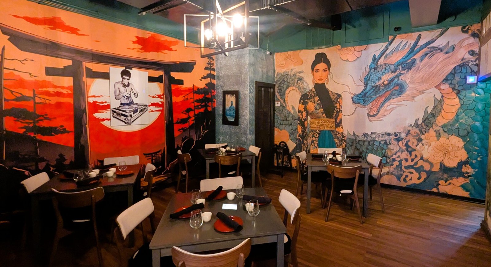 The decor in the restaurant