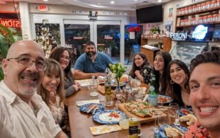 Family gathering at restaurant