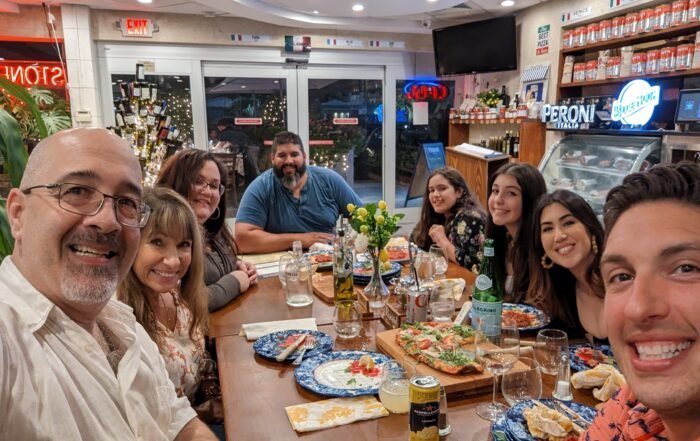Family gathering at restaurant